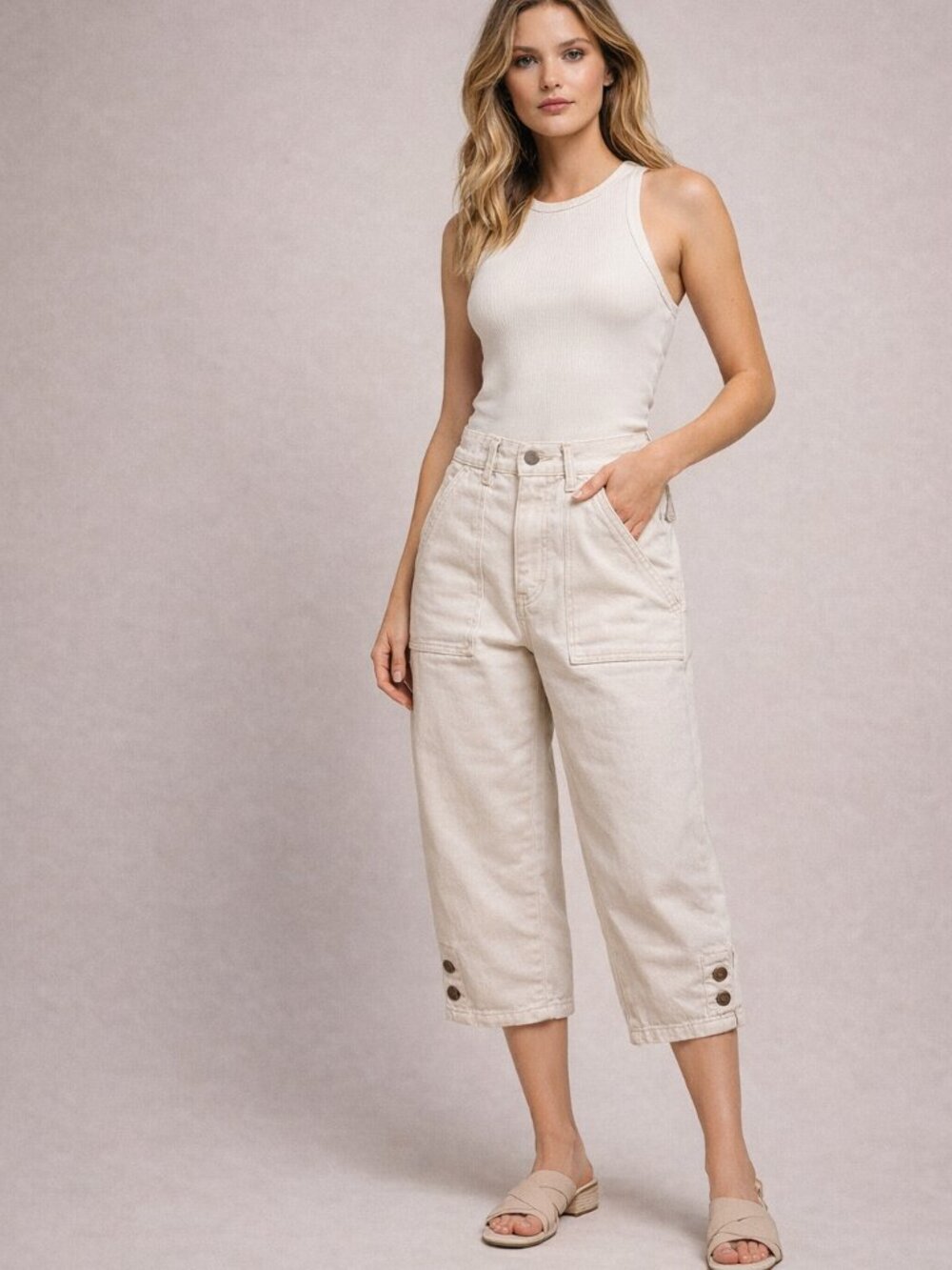 Indigo Poppy High-Rise Utility Cargo Pants - NWT